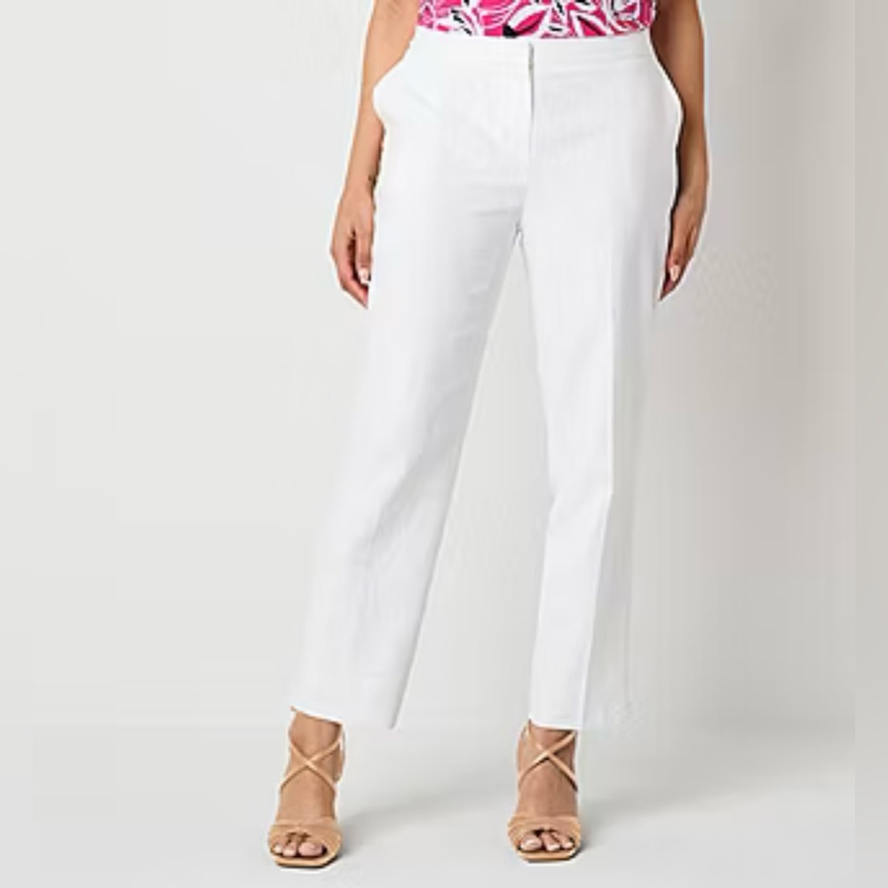 Evan-Picone Stretch Pants Cropped Wide Leg White Size 14